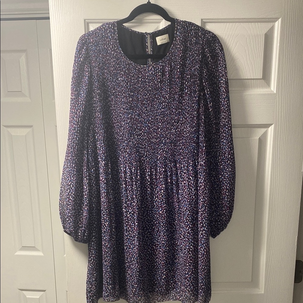Purple Patterned Long Sleeve Dress